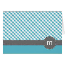 Aqua-Gingham-Muster gefaltete Mitteilungskarten