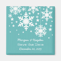 Aqua-Schneeflocke-und Stern-Save the Date Magnet Kühlschrankmagnet