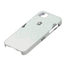 Aqua und Creme fleur eleganter Damast Etui Fürs iPhone 5