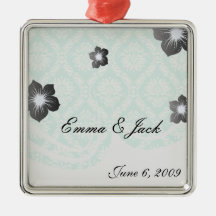 Aqua und Creme fleur eleganter Damast Ornament