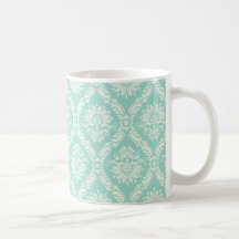 Aqua und Creme fleur eleganter Damast Tee Haferl