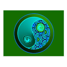 Aqua-Wirbel Yin Yang Postkarte