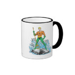 Aquaman steht mit Heugabel Kaffeehaferl