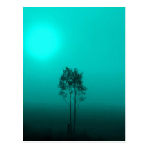 Aquamarine Bäume Postkarten