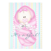 Aquamarine blaue rosa Baby-Mädchen-Duschen-Einladu