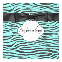 Aquamarine blaue Zebra-Baby-Mädchen-Dusche Ankündigung