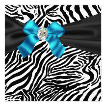 Aquamarine blaue Zebra-Party Einladung