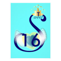 Aquamarine-Marine-Blau-Schwan-Bonbon Sechzehn-Fert Individuelle Ankündigungen
