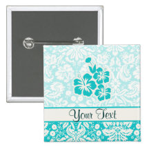Aquamarine tropische Blumen Anstecknadel