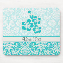 Aquamarine tropische Blumen Mousepad