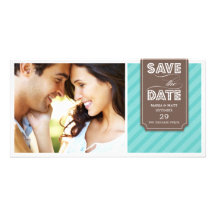 AQUAMARINE U. BROWN-FAHNEN-%PIPE% SAVE THE DATE MI INDIVIDUELLE FOTO KARTE