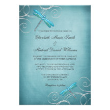 Aquamariner blauer Wedding Libellen-Wirbel Individuelle Ankündigung