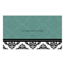 Aquamariner Damast, der Placecards Wedding ist Visitenkartenvorlagen