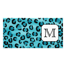 Aquamariner Leopard-Druck, kundenspezifisches Mono Photokarten