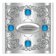 Aquamarines blaues silbernes Jahrestags-Party Ankündigung