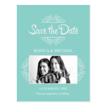 Aquamarines Foto Save the Date Postkarte