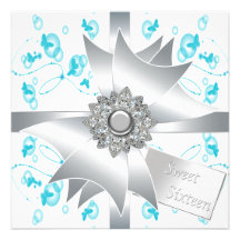 Aquamarines Party des Blasen-Schmetterlings-Bonbon Einladungskarte