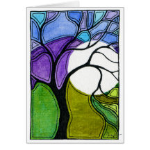 Aquarell-Federbaum Karte