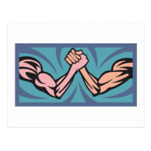 Armdrücken arm wrestling postkarte