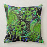 Artistic Spirals and Fantasy Flowers Pillow