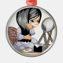 Asiatisches Mädchen in einem lila geblühten Kimono Ornament