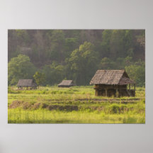 Asien, Thailand, Mae Hong Son, Reishütten in Posterdruck