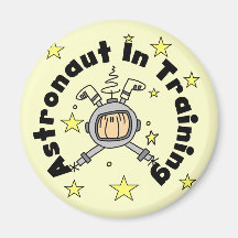 Astronaut in den Trainings-T-Shirts und den Gesche Kühlschrankmagnet