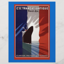 Atlantique französische Kreuzfahrt-Linie Retro Pla Personalisierte Flyer