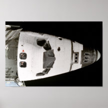Atlantis-Crew, die oben MIR-Raumstation betrachtet Plakat