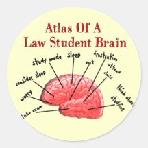 Atlas des Jurastudent-Gehirns Runder Sticker