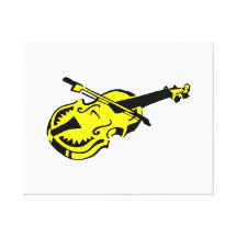 Aufgereihtes schwarzes gelbes Instrumentviolinenbo Galerie Faltleinwand