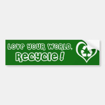 Aufkleber recyceln Liebe Ihre Welt Autoaufkleber