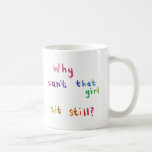 Aufmerksamkeitsstörungmädchenfrauen-Spaßkunst Tee Tasse