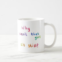 Aufmerksamkeitsstörungmädchenfrauen-Spaßkunst Tee Tasse