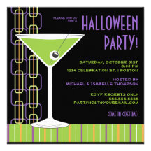 Augapfel-Cocktail-Party Halloweens Martini Einladungskarten