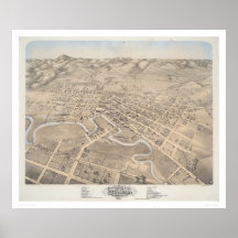 Augenansicht des Vogels der Stadt von Petaluma (12 Plakatdruck