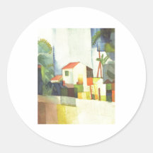 August Macke - Helles Haus 1914 helles Haus Runder Aufkleber
