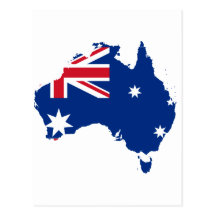 Australien-Flagge in Form Australiens Postkarte