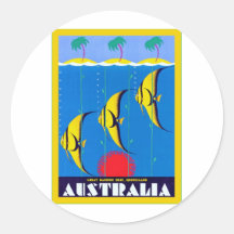Australien ~ Vintage Reise Runde Aufkleber