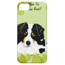 Australisches Schäfer ~Black Tri grüner Blätter-En iPhone 5 Case