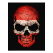 Austrian Flag Skull on Black Announcement