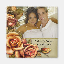 Autumn Rose Glow Floral Wedding - Add Photo magnete