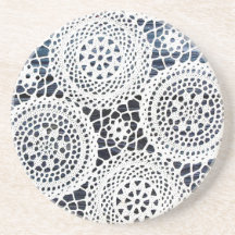 Awesome Vintage Crocheted Doily Design Beverage Coaster