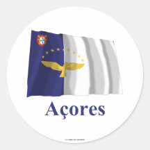 Azoren, die Flagge mit Namen auf portugiesisch wel Runder Sticker