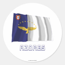 Azoren, die Flagge mit Namen wellenartig bewegen Sticker