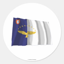 Azoren, die Flagge wellenartig bewegen Runde Aufkleber