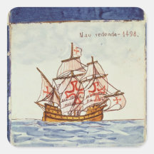 Azulejos Fliese, die ein Schiff, von Sagres darste Quadratsticker