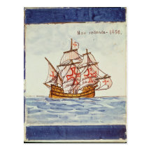 Azulejos Fliese, die ein Schiff, von Sagres darste Postkarten