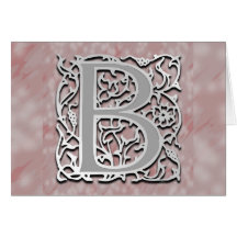 B Monogram "Silver Stone" Note Card Greeting Card