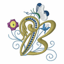 B-Monogramblumenschmetterlingsstickerei-Dament-stü